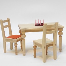 Stuhl, gedrechselte Beine, Ahorn, Puppenstubenmöbel 1zu12